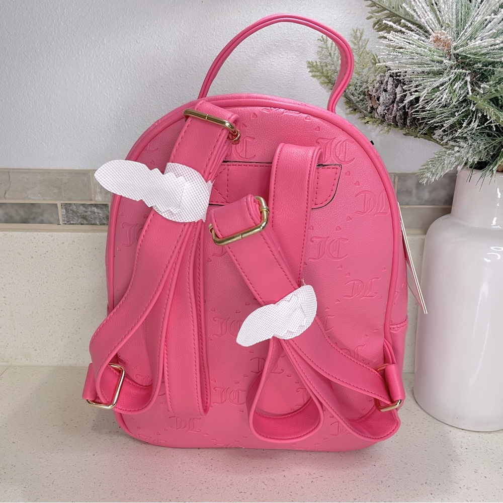 Juicy Couture Pink Embossed Monogram Mini‎ Backpack and Pouch Set Gold Hardware - Picture 4 of 4